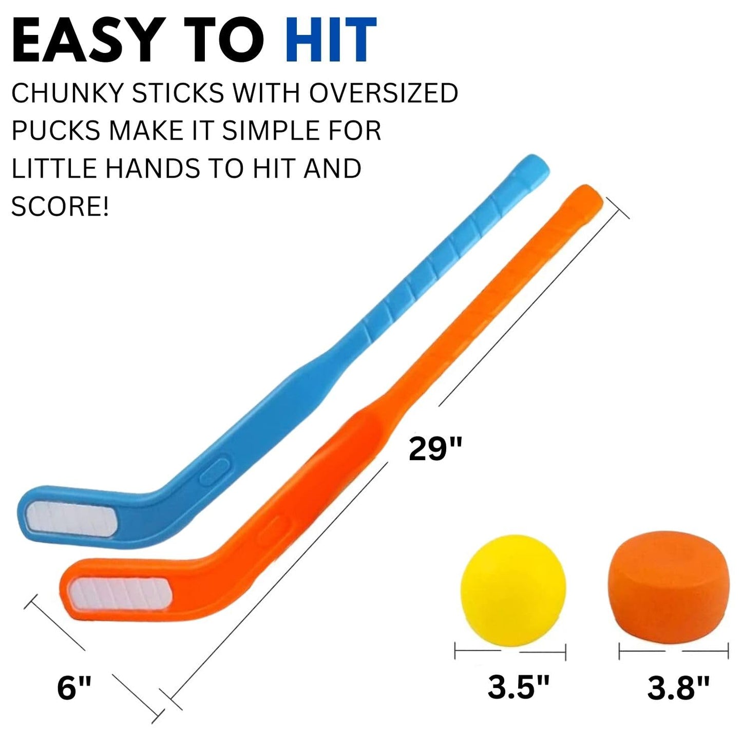 Liberty Imports Kids Floor Hockey Sticks Bulk Set – 29-Inch Starter Kit with Large Pucks & Balls (6 Pack)