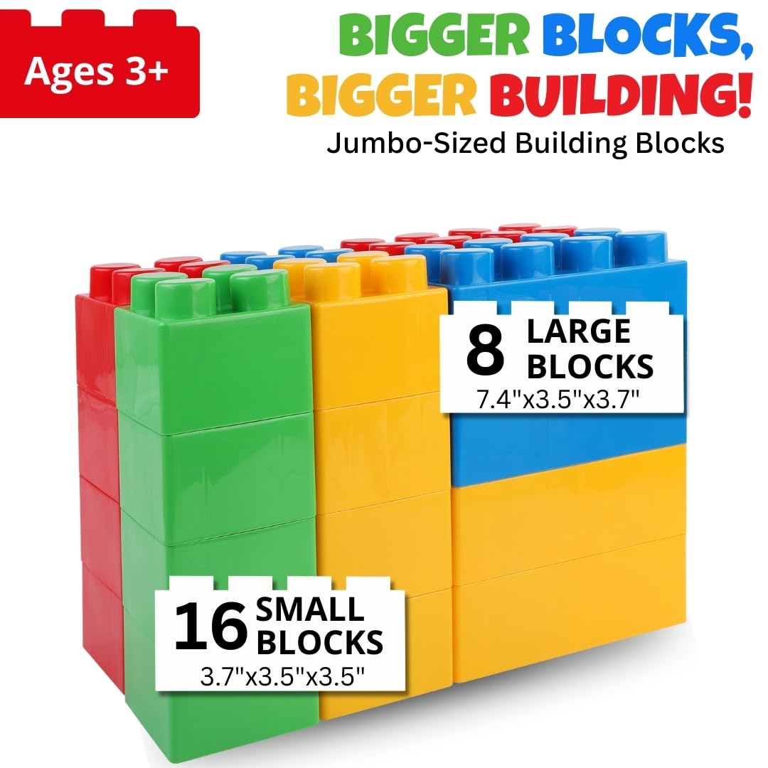 Liberty Imports 24 PCS Giant Building Blocks Starter Set for Toddlers – Large Plastic Blocks for Creative Play