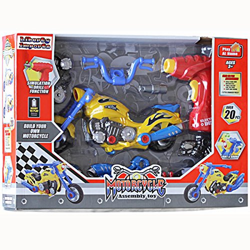 Liberty Imports Take Apart Toy Motorcycle with Drill – STEM Construction Kit for Kids 3-5