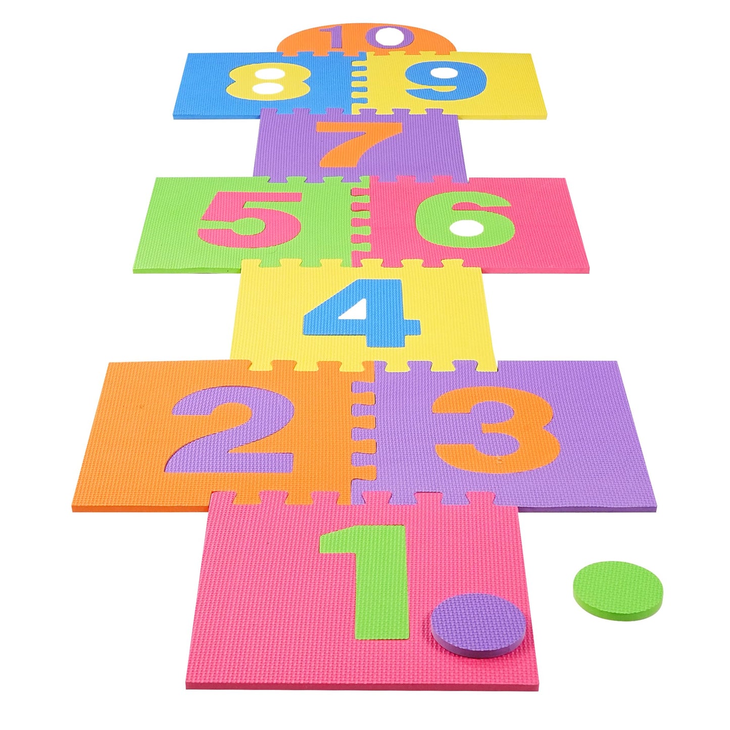 Liberty Imports Hopscotch Foam Playmat – 10 Large Number Tiles, 12x12 Interlocking Puzzle Floor Mat