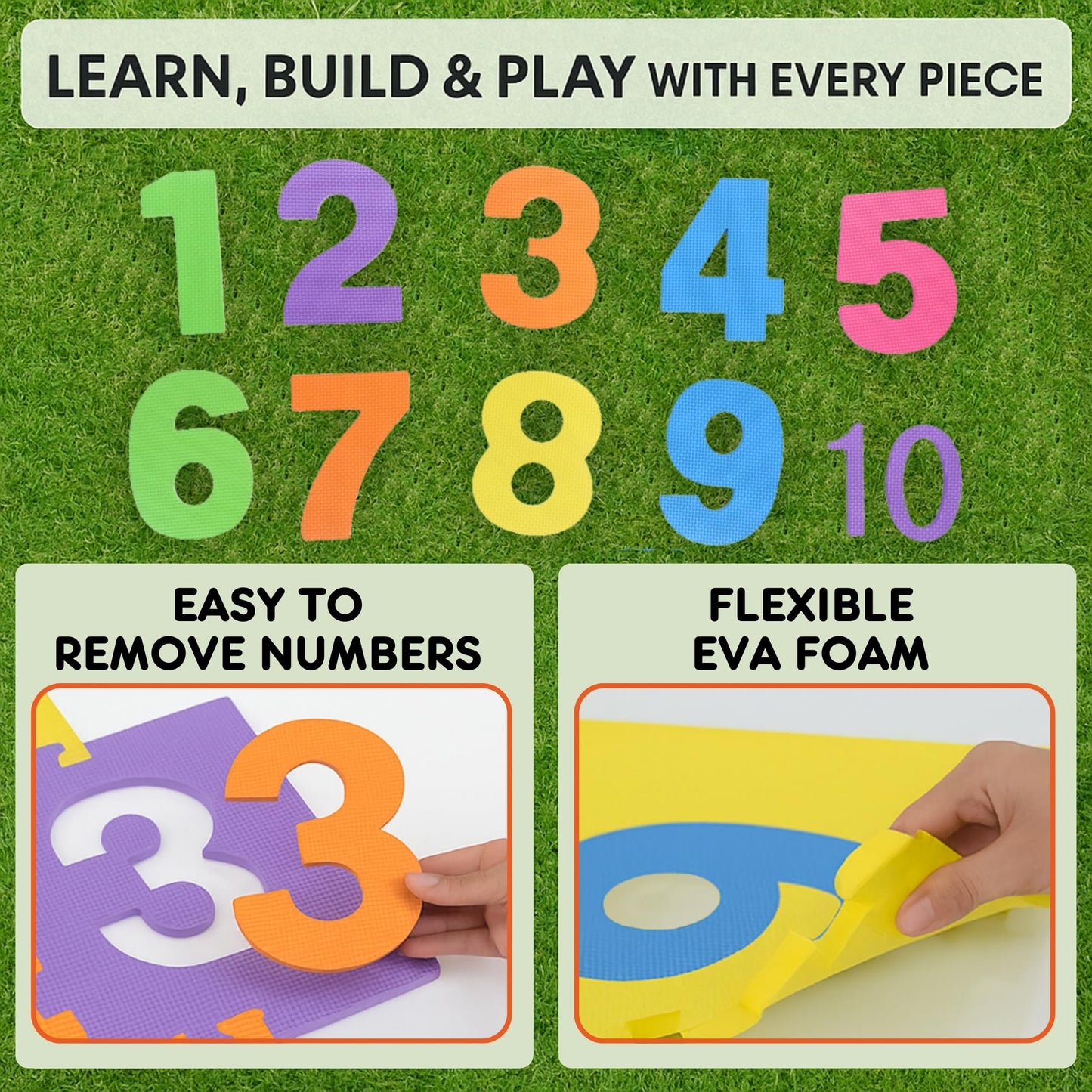 Liberty Imports Hopscotch Foam Playmat – 10 Large Number Tiles, 12x12 Interlocking Puzzle Floor Mat