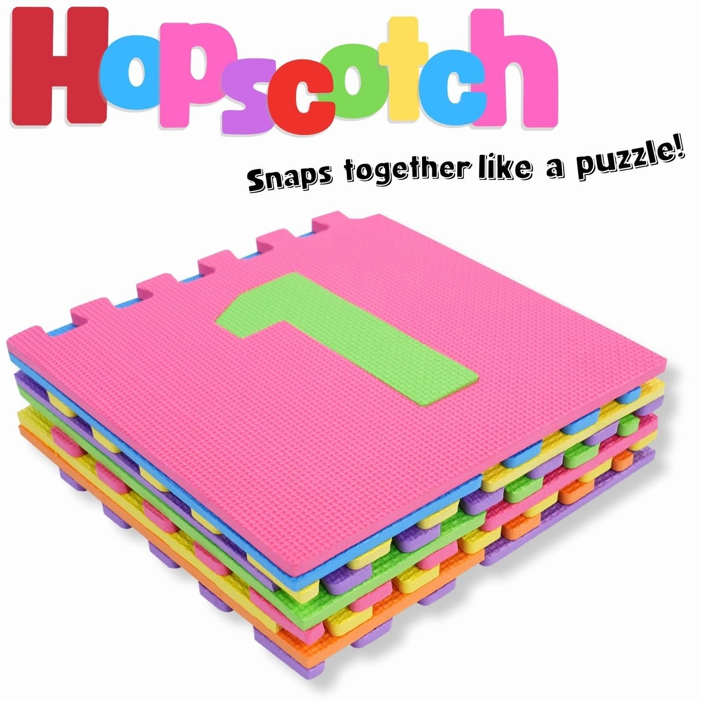 Liberty Imports Hopscotch Foam Playmat – 10 Large Number Tiles, 12x12 Interlocking Puzzle Floor Mat
