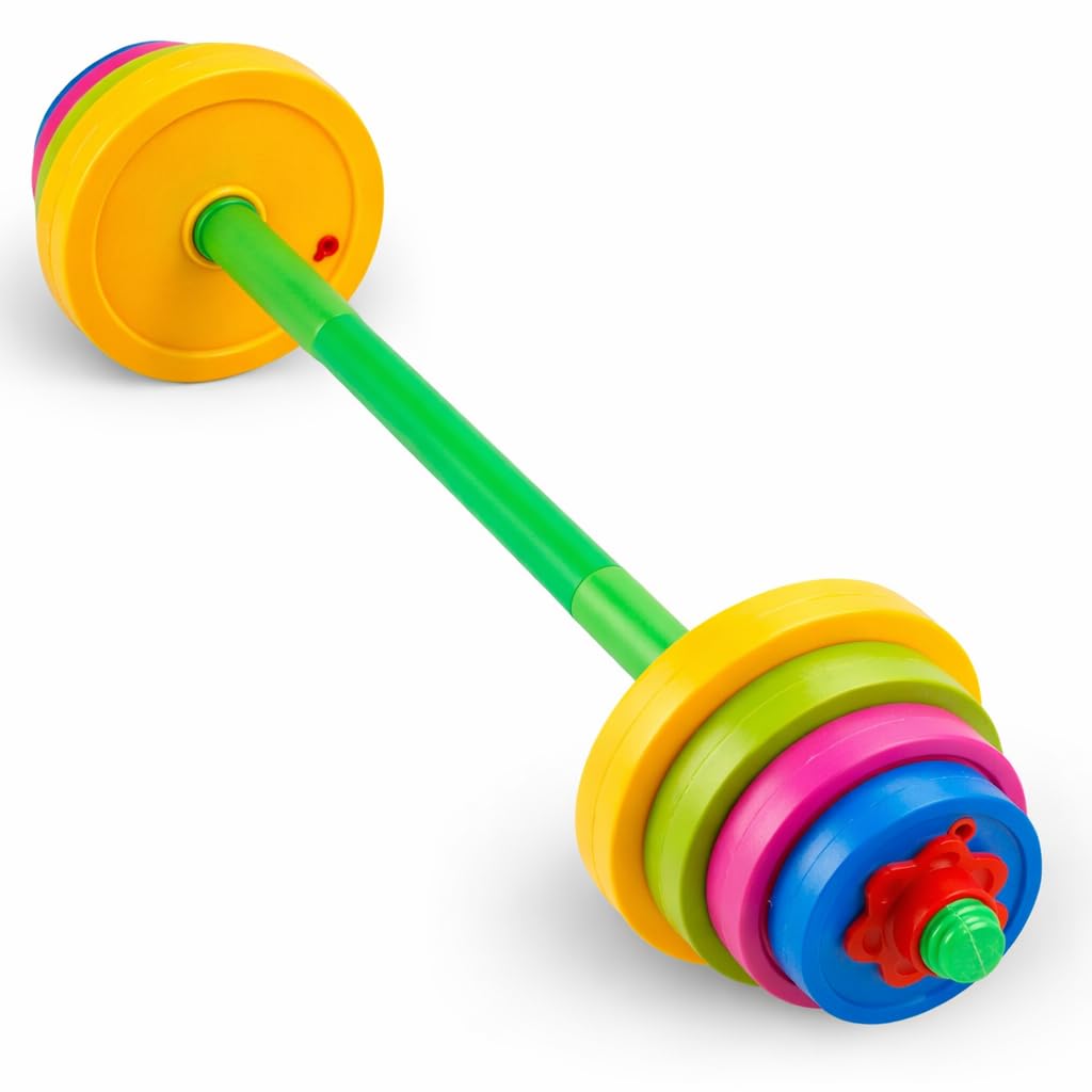 Liberty Imports Kids Barbell Weight Set - Adjustable 32-Inch Toy Barbell for Exercise & Pretend Play