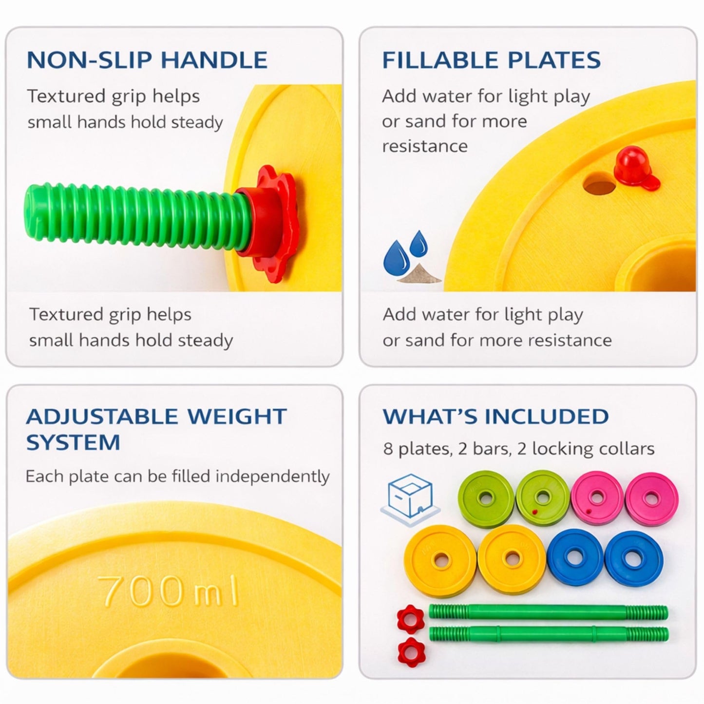Liberty Imports Kids Barbell Weight Set - Adjustable 32-Inch Toy Barbell for Exercise & Pretend Play