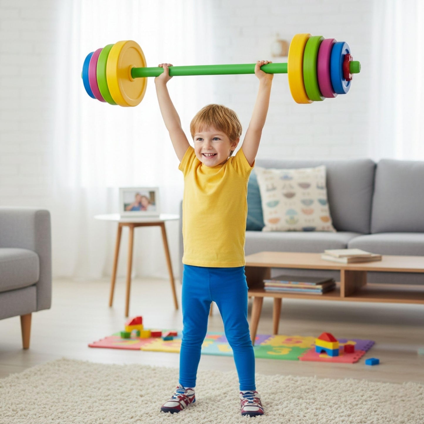 Liberty Imports Kids Barbell Weight Set - Adjustable 32-Inch Toy Barbell for Exercise & Pretend Play