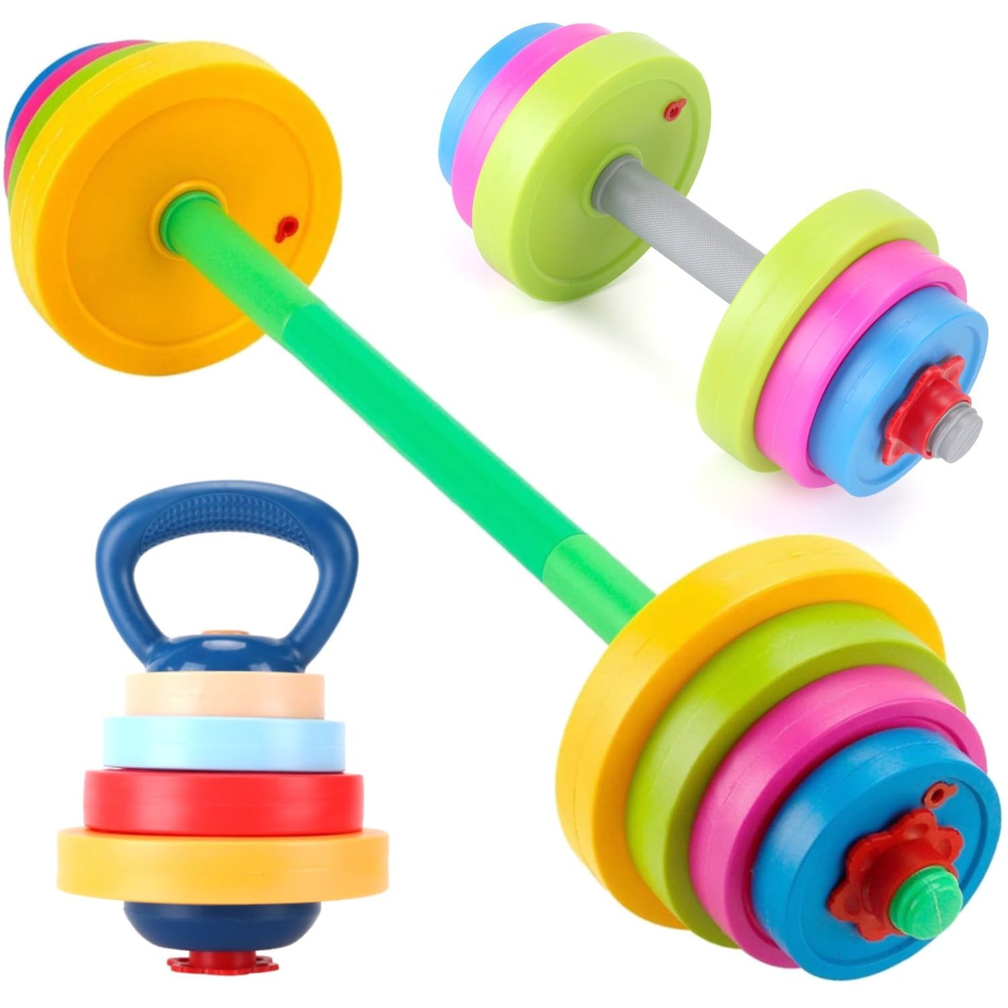 Liberty Imports Kids Exercise Weight Set — 3-in-1 Adjustable Toy Gym (Dumbbell, Barbell, Kettlebell)