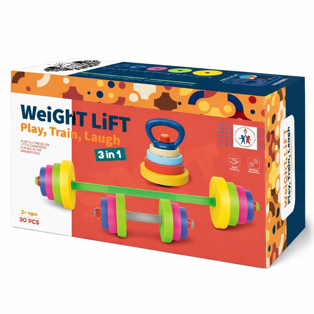 Liberty Imports Kids Exercise Weight Set — 3-in-1 Adjustable Toy Gym (Dumbbell, Barbell, Kettlebell)