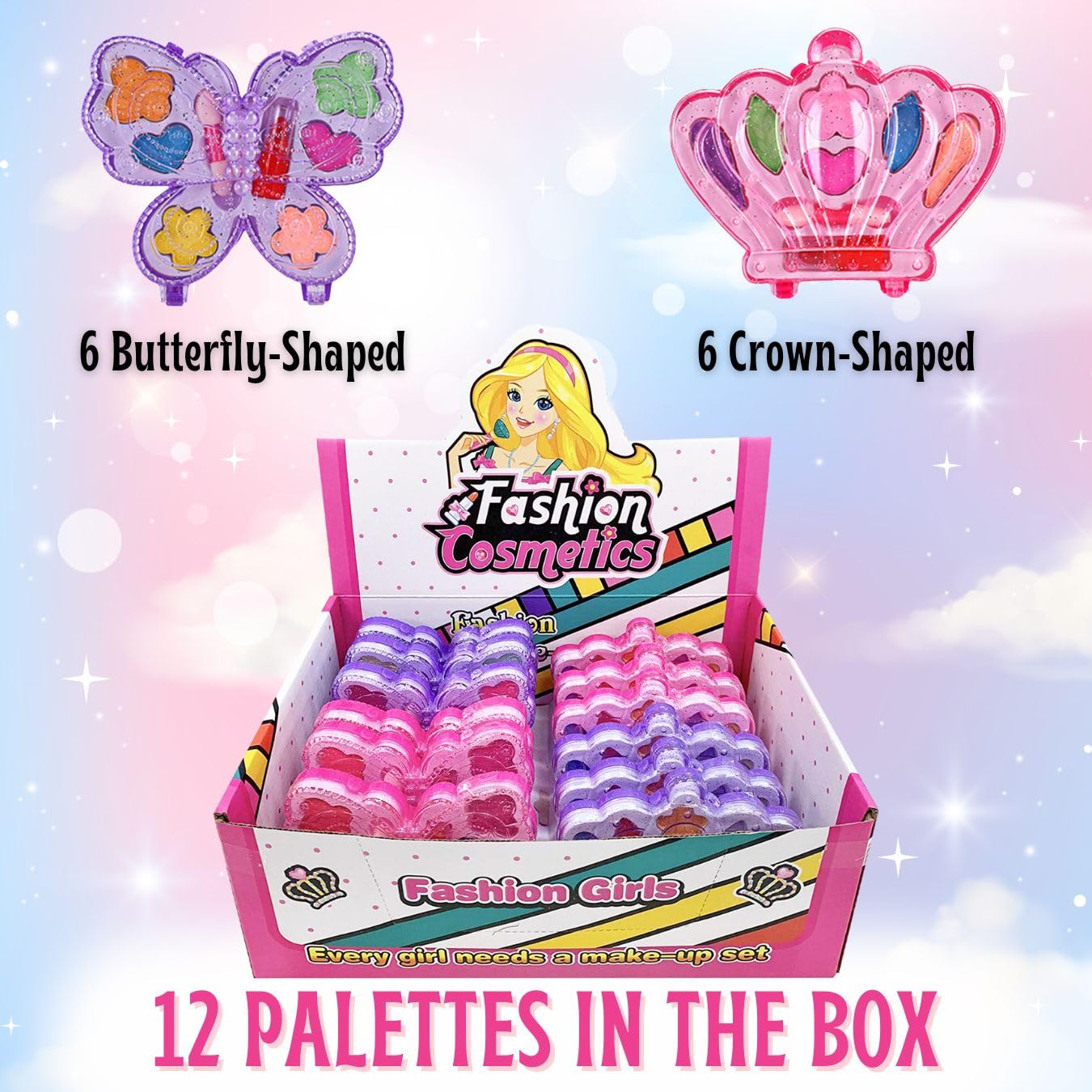 Liberty Imports Kids Makeup Kit – Washable, Non-Toxic Play Cosmetics (Palette 12 Pack)