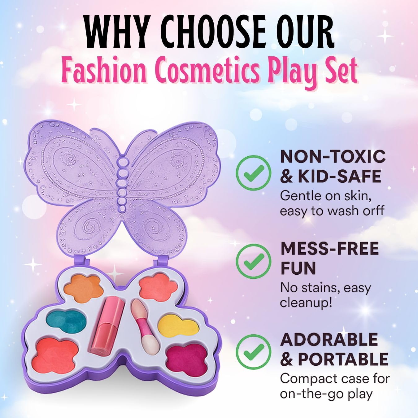 Liberty Imports Kids Makeup Kit – Washable, Non-Toxic Play Cosmetics (Palette 12 Pack)