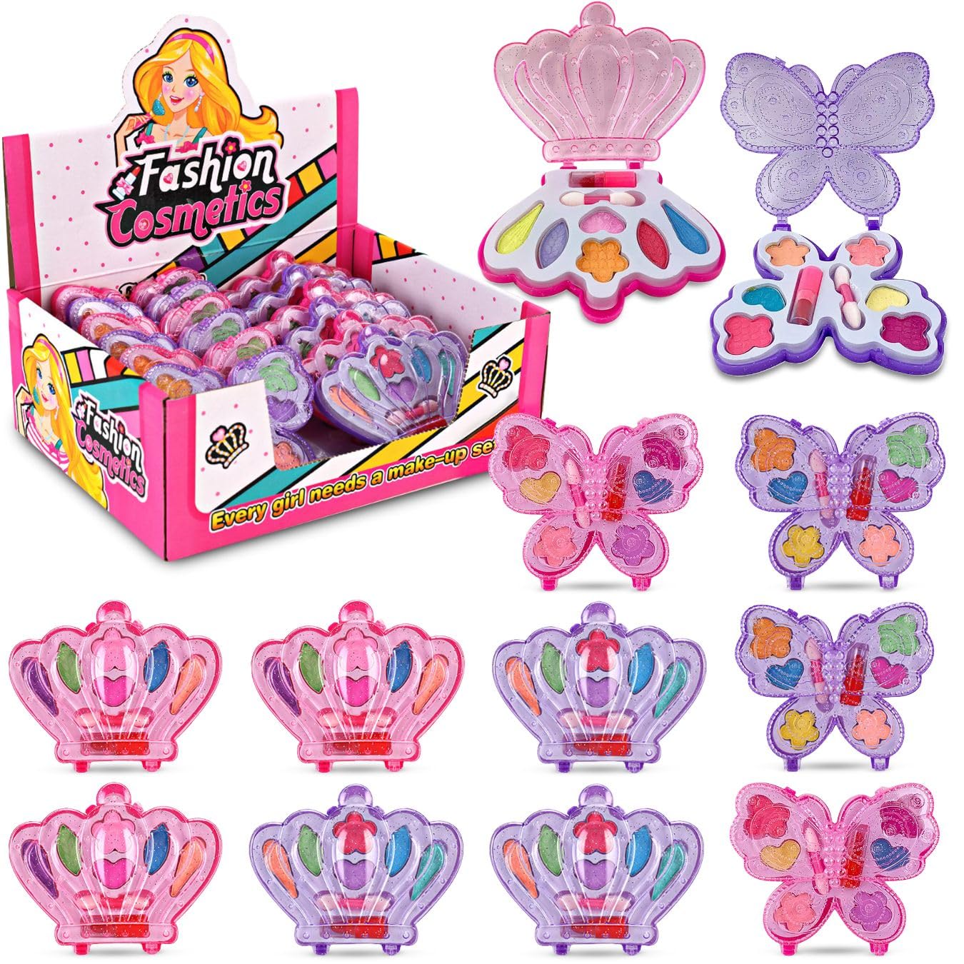 Liberty Imports Kids Makeup Kit – Washable, Non-Toxic Play Cosmetics (Palette 12 Pack)