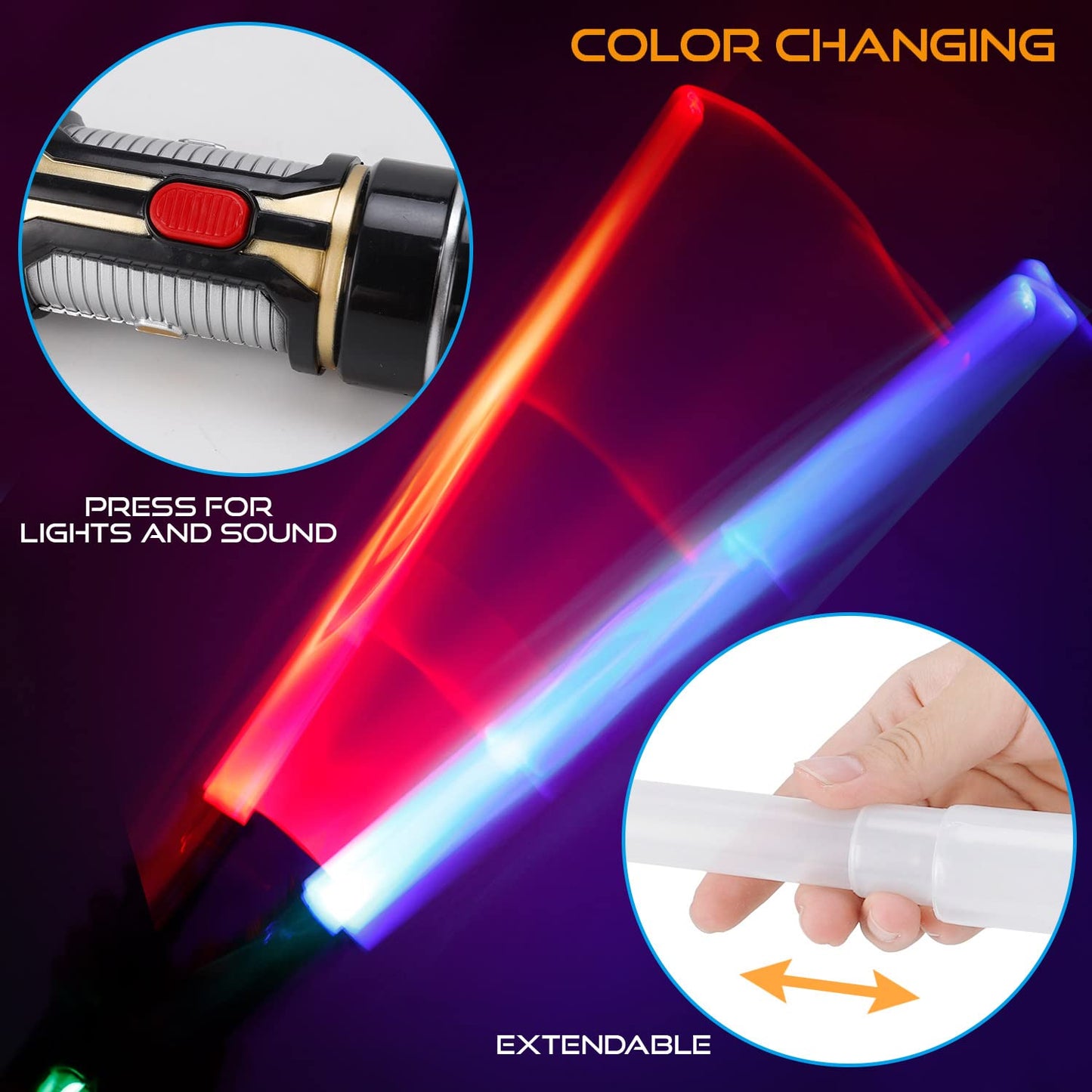 Liberty Imports 12-Pack LED Light Up Sabers – Color-Changing, Motion-Sensitive, Retractable Swords for Parties & Cosplay