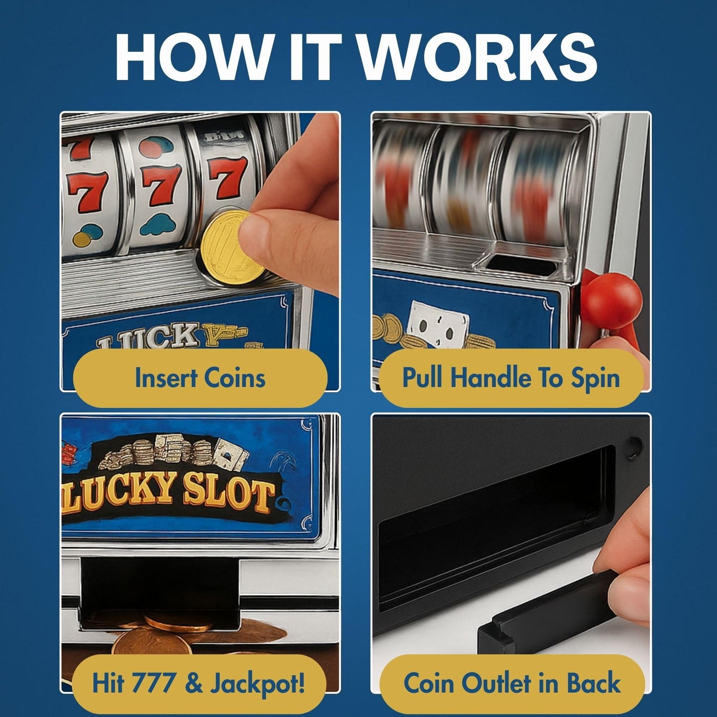 Liberty Imports Lucky Sevens Jumbo Slot Machine Toy Piggy Bank – Flashing Lights & Jackpot Sounds