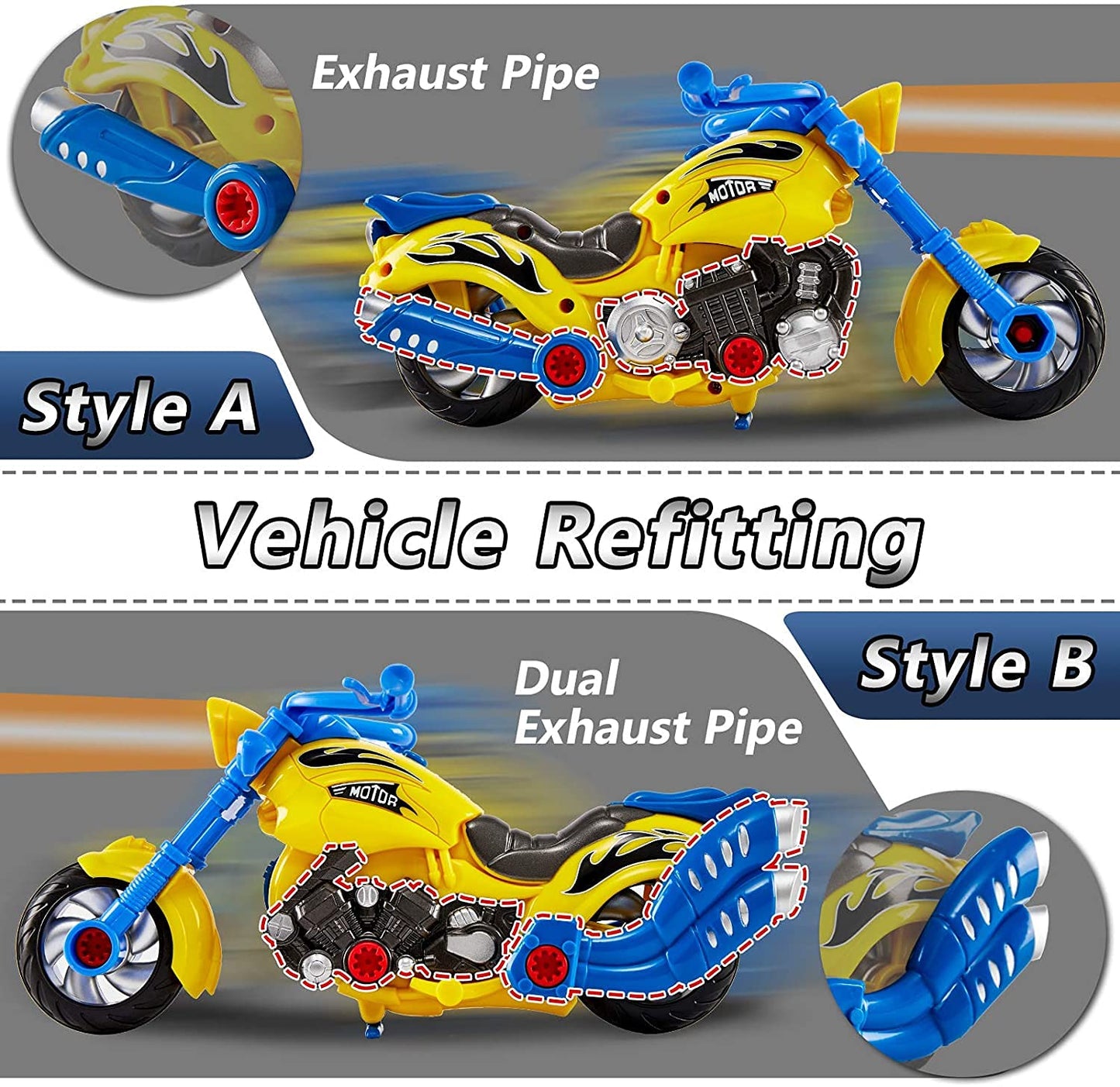 Liberty Imports Take Apart Toy Motorcycle with Drill – STEM Construction Kit for Kids 3-5