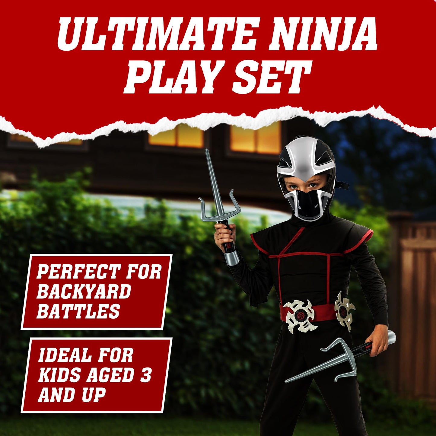 Liberty Imports Ninja Warrior Toy Weapons Role Playset – Kids Dress-Up & Pretend Battle Kit (Set 2)