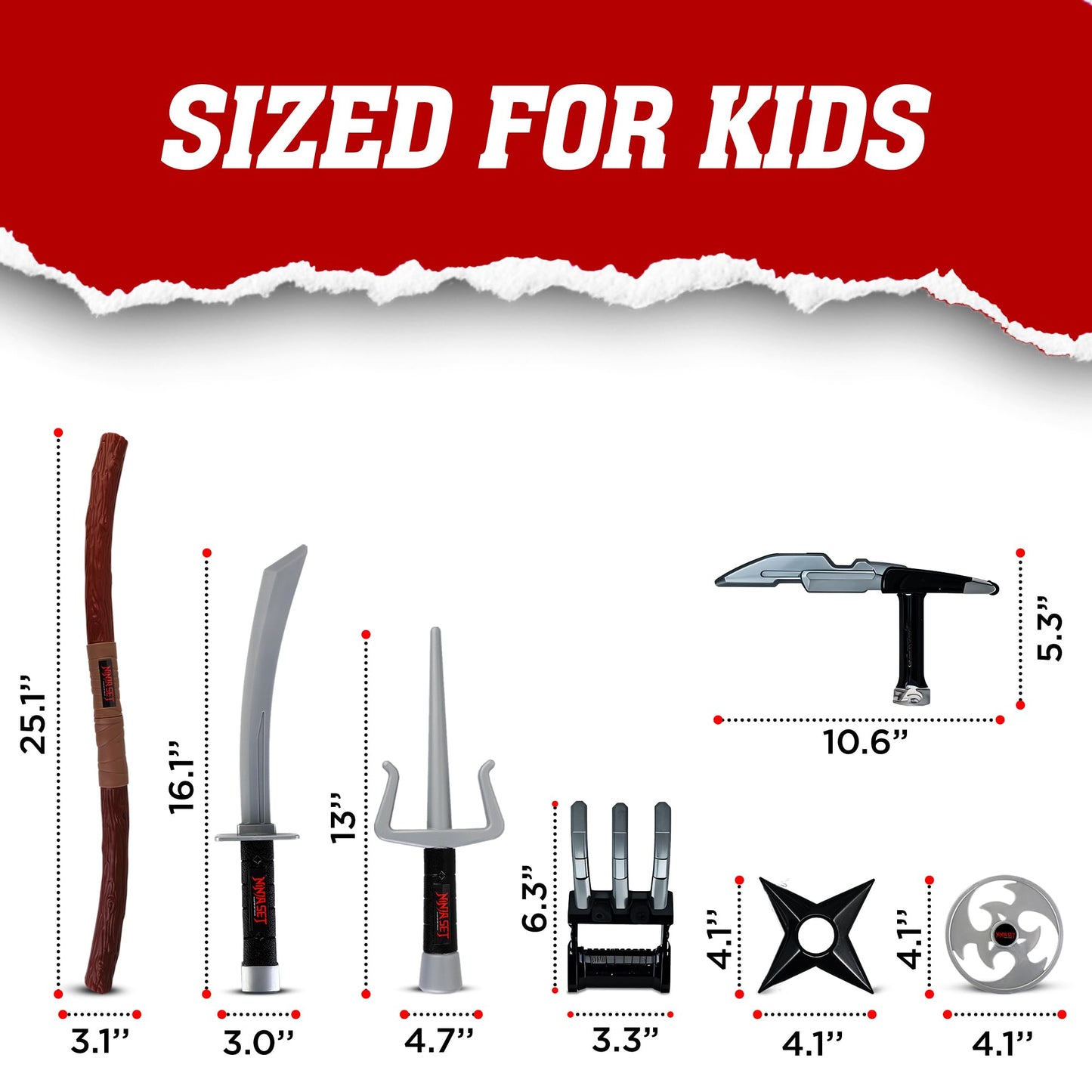 Liberty Imports Ninja Warrior Toy Weapons Role Playset – Kids Dress-Up & Pretend Battle Kit (Set 2)