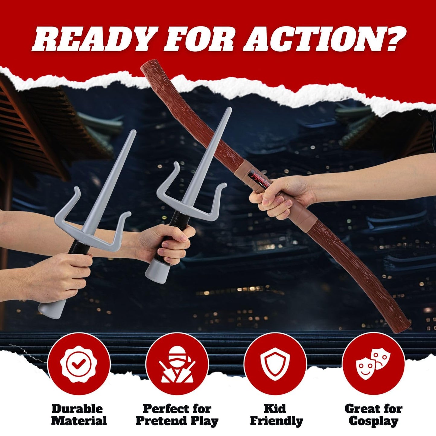 Liberty Imports Ninja Warrior Toy Weapons Role Playset – Kids Dress-Up & Pretend Battle Kit (Set 2)