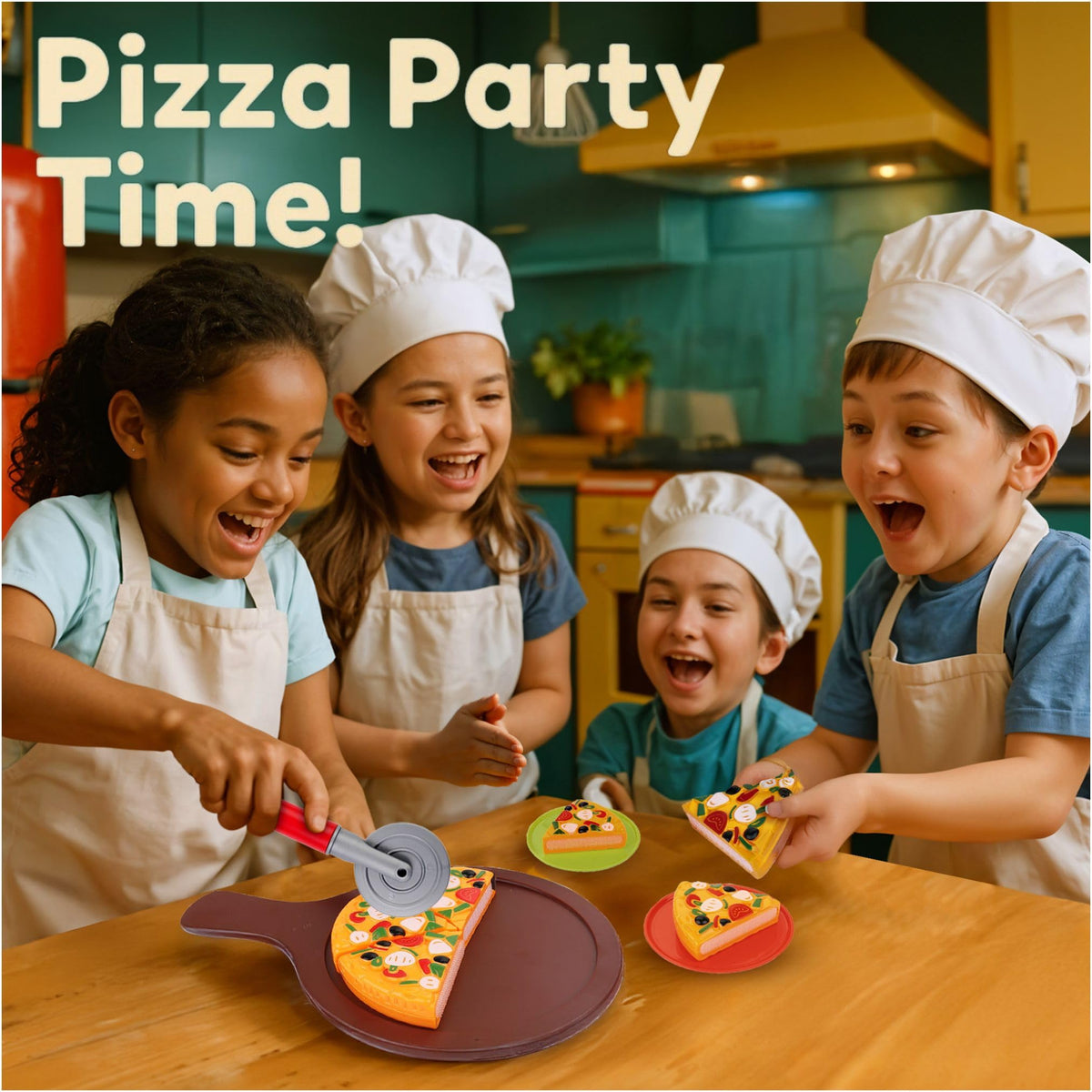 Liberty Imports 15-Piece Pizza Party Play Set for Kids - Realistic Pretend Pizza Kit