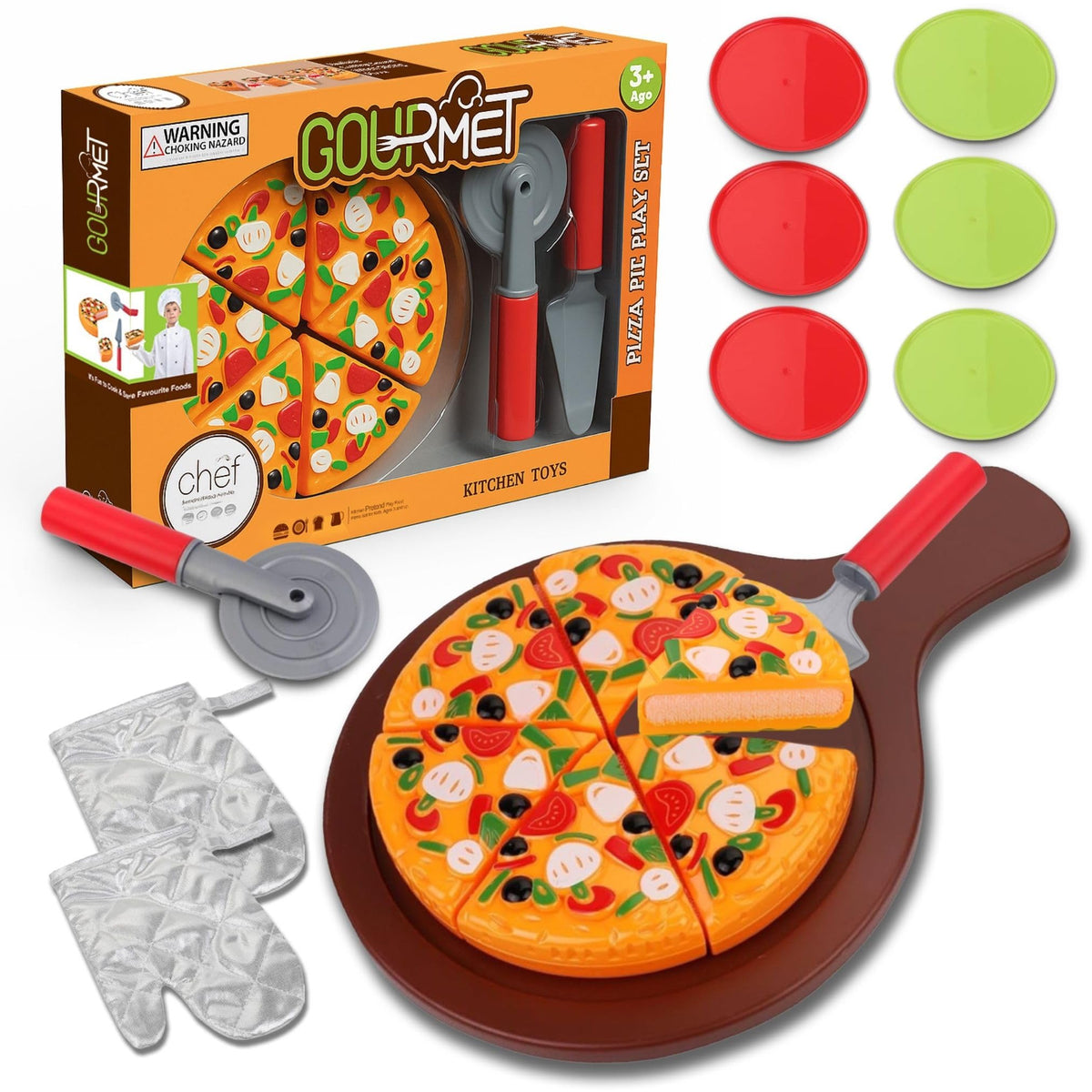 Liberty Imports 15-Piece Pizza Party Play Set for Kids - Realistic Pretend Pizza Kit