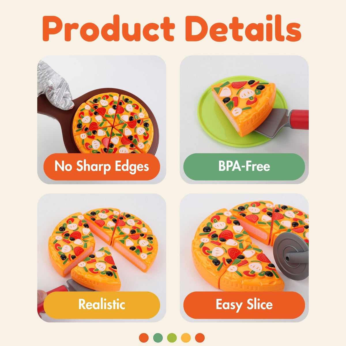 Liberty Imports 15-Piece Pizza Party Play Set for Kids - Realistic Pretend Pizza Kit