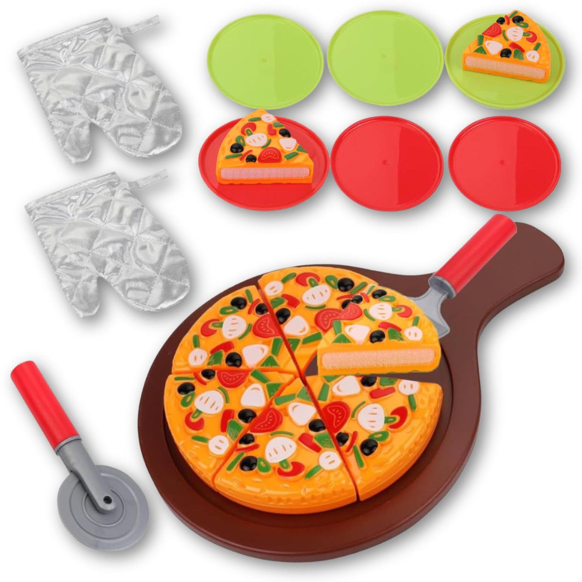 Liberty Imports 15-Piece Pizza Party Play Set for Kids - Realistic Pretend Pizza Kit