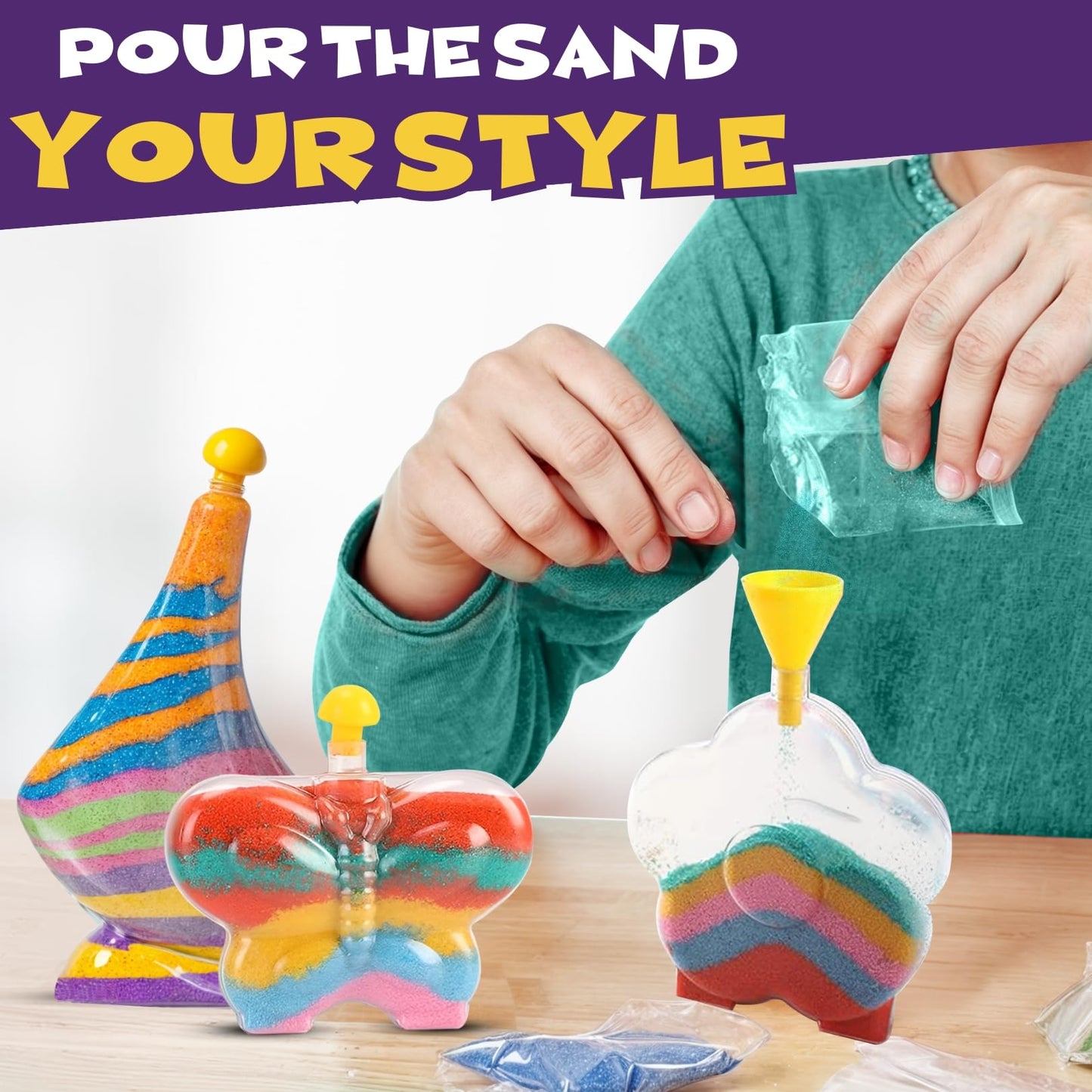 Liberty Imports Create Your Own Magic Sand Art Kit – Glow in the Dark, 12-Pack