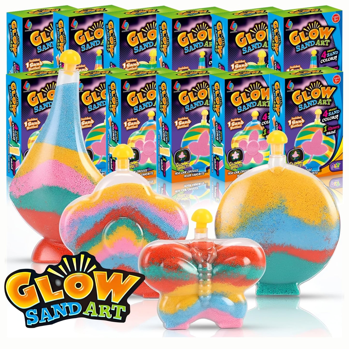 Liberty Imports Create Your Own Magic Sand Art Kit – Glow in the Dark, 12-Pack