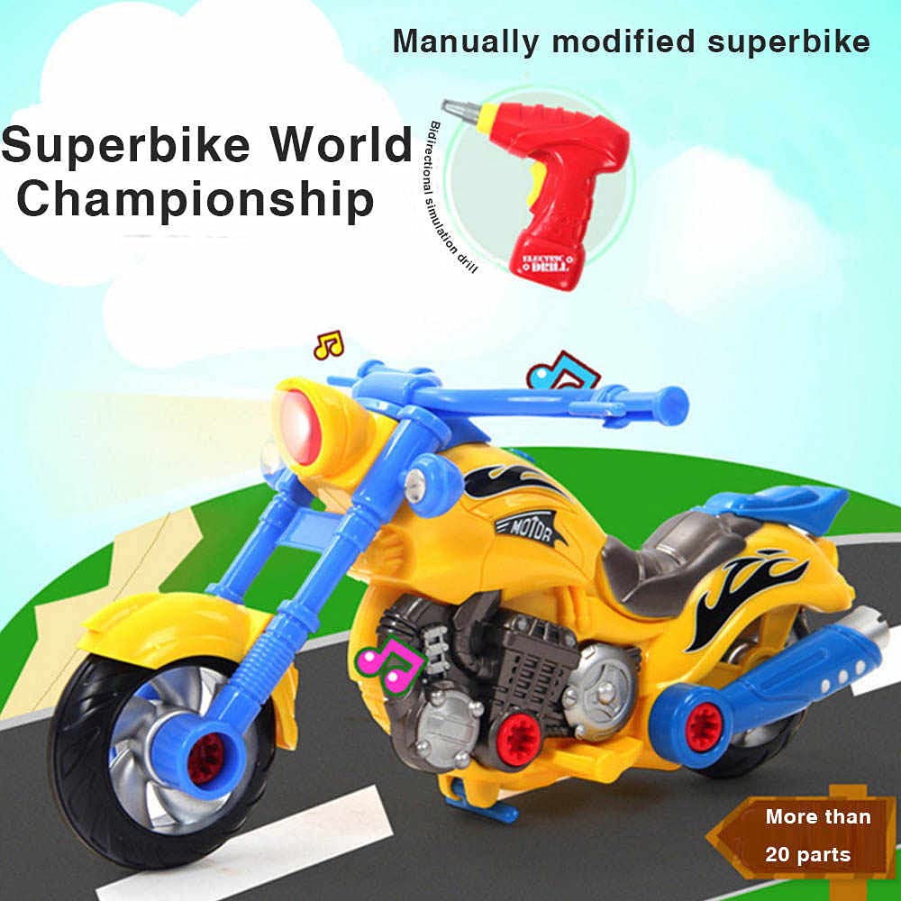 Liberty Imports Take Apart Toy Motorcycle with Drill – STEM Construction Kit for Kids 3-5