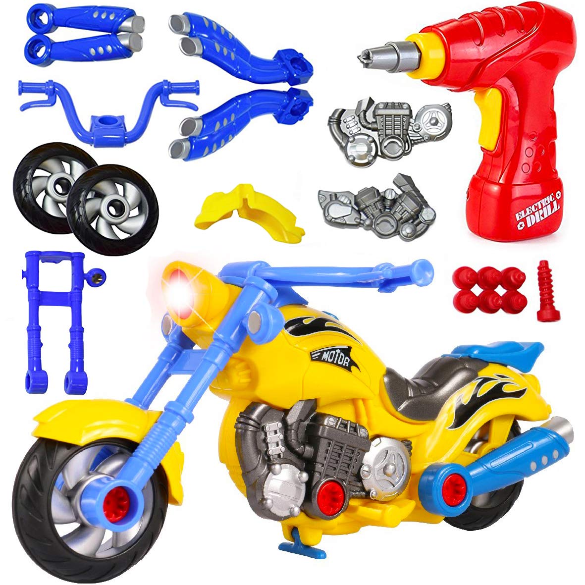 Liberty Imports Take Apart Toy Motorcycle with Drill – STEM Construction Kit for Kids 3-5