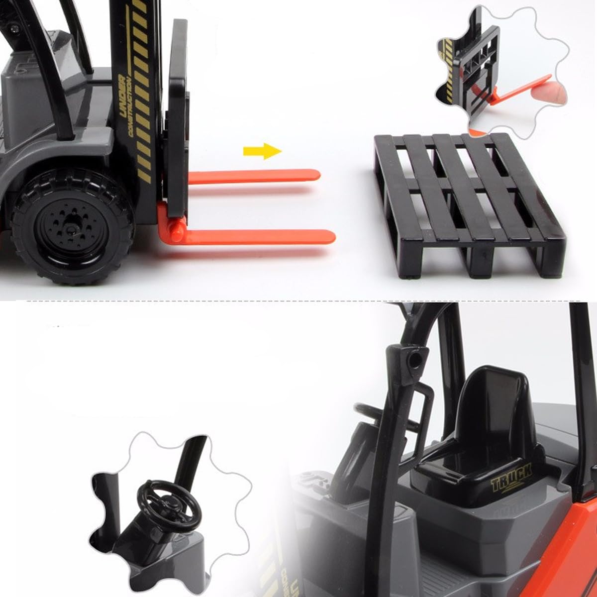 Liberty Imports Toy Forklift Truck with Pallet & Cargo — 1:22 Scale, Friction-Powered Wheels, Manual Lifting