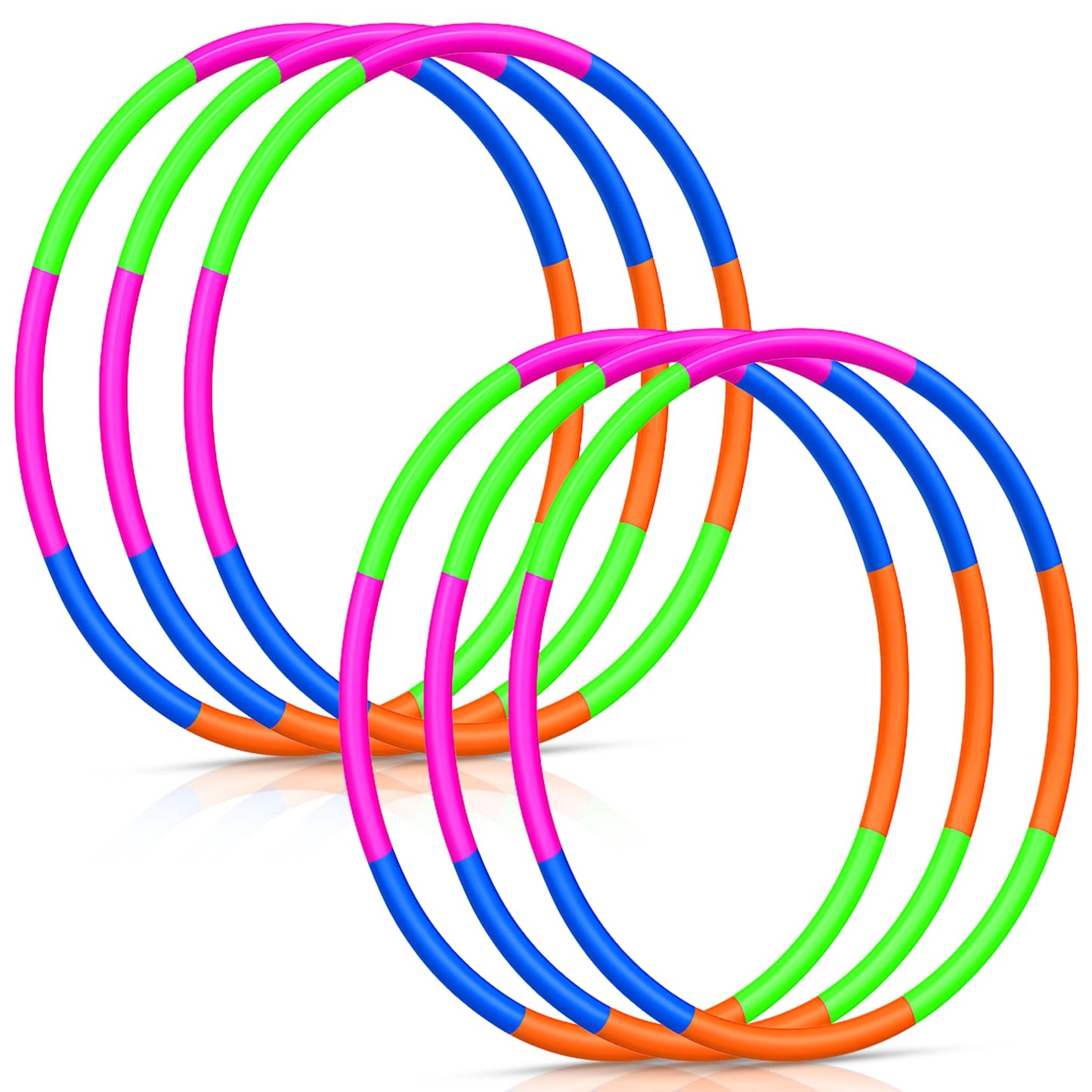 Liberty Imports 6 Pack Toy Hoop Bundle – 32-Inch Adjustable Snap-Together Hula Hoops for Kids