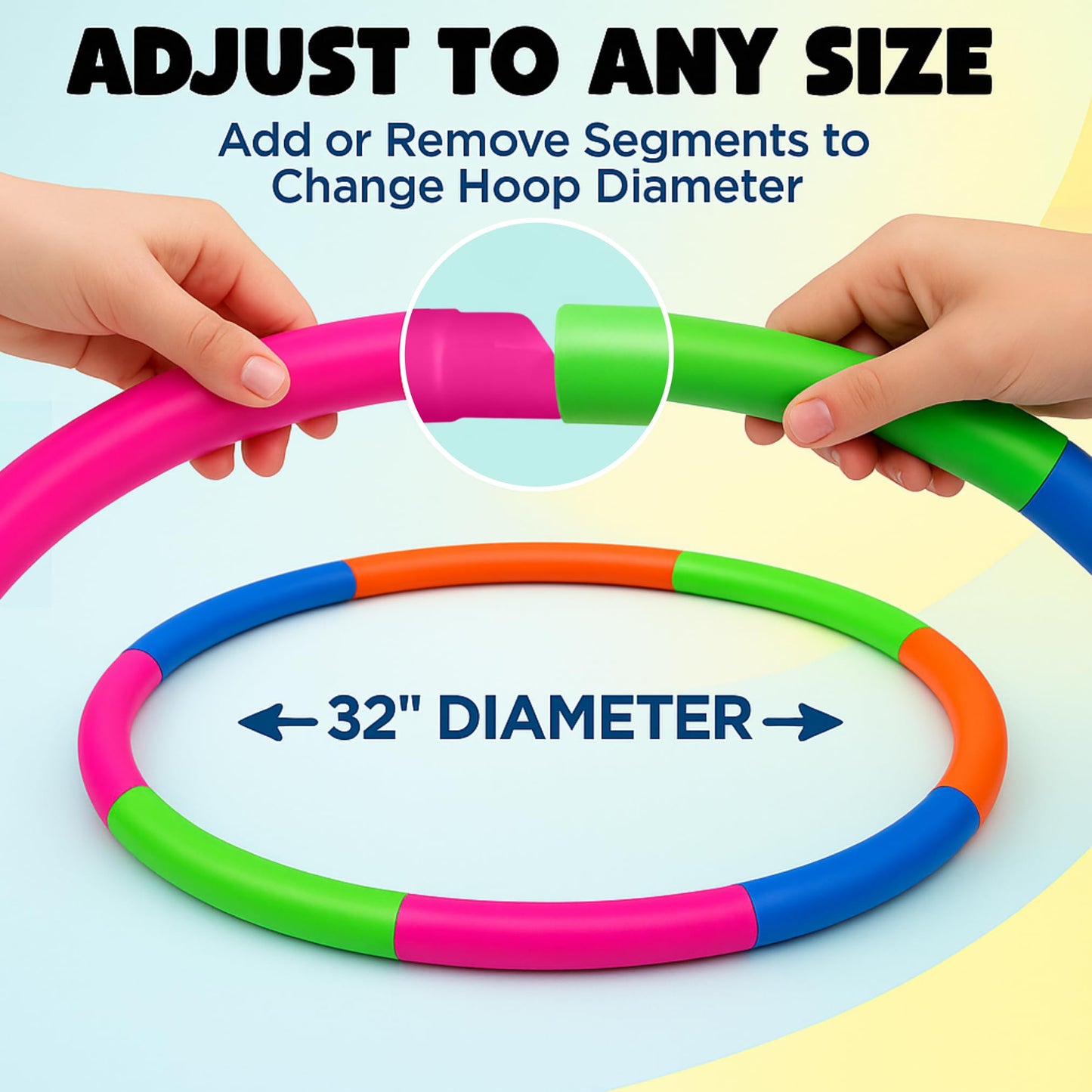 Liberty Imports 6 Pack Toy Hoop Bundle – 32-Inch Adjustable Snap-Together Hula Hoops for Kids