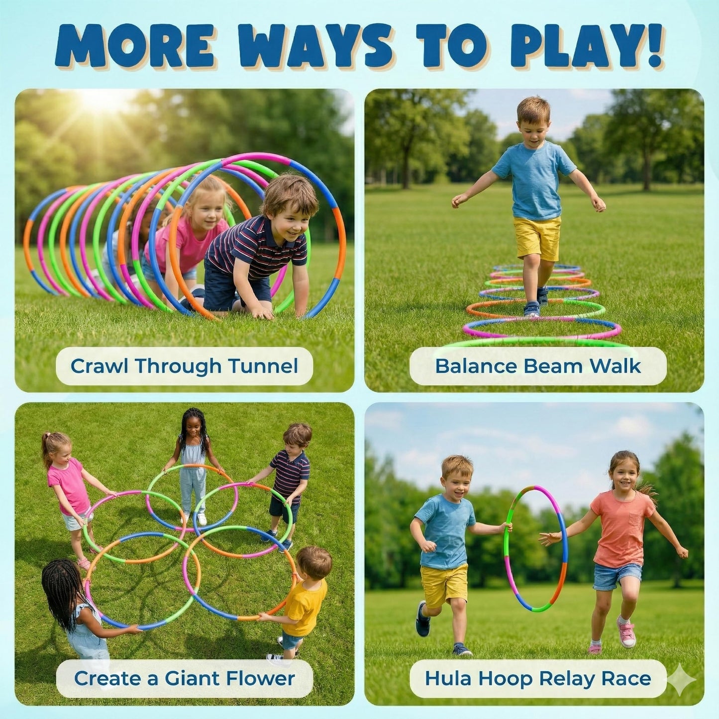 Liberty Imports 6 Pack Toy Hoop Bundle – 32-Inch Adjustable Snap-Together Hula Hoops for Kids