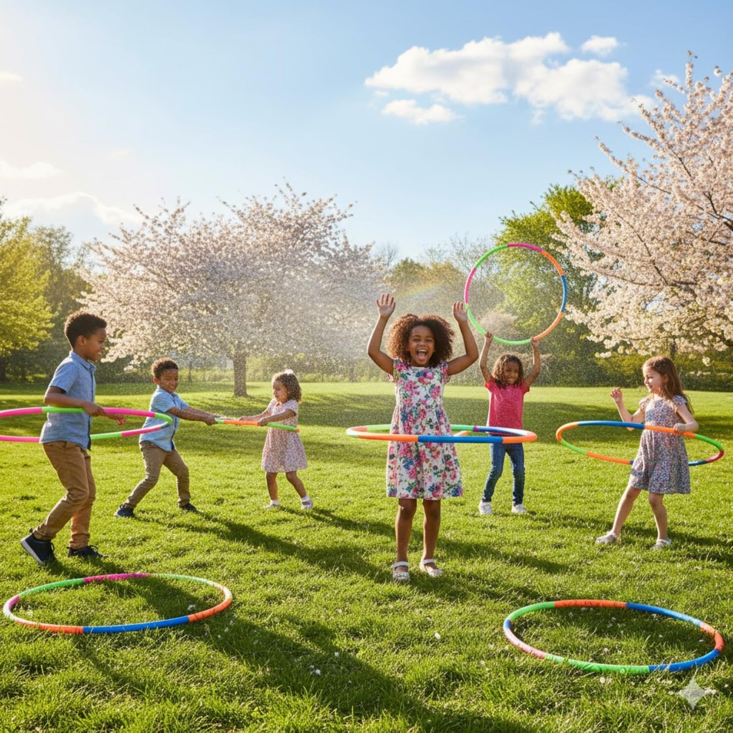 Liberty Imports 6 Pack Toy Hoop Bundle – 32-Inch Adjustable Snap-Together Hula Hoops for Kids
