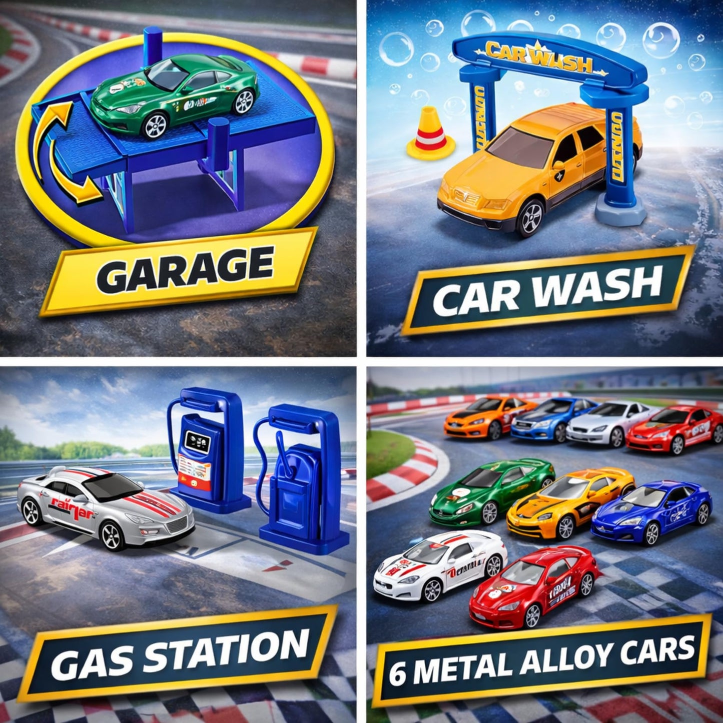 Liberty Imports My First Speed Racing Track Builder – Starter Kit with 6 Diecast Cars