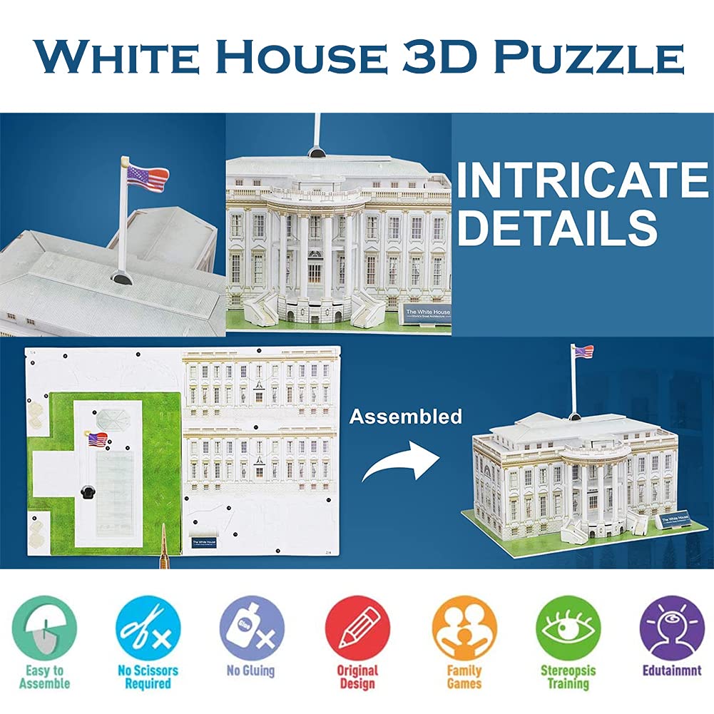 Liberty Imports The White House 3D Puzzle – 35-Piece Architecture DIY Kit