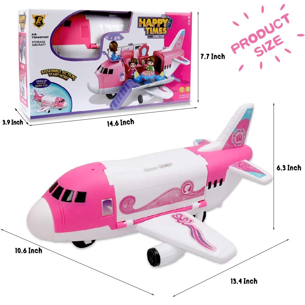 Liberty Imports Pink Airplane Toy – Private Jet 35-Piece Pretend Playset