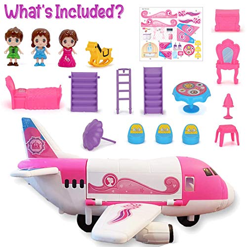 Liberty Imports Pink Airplane Toy – Private Jet 35-Piece Pretend Playset