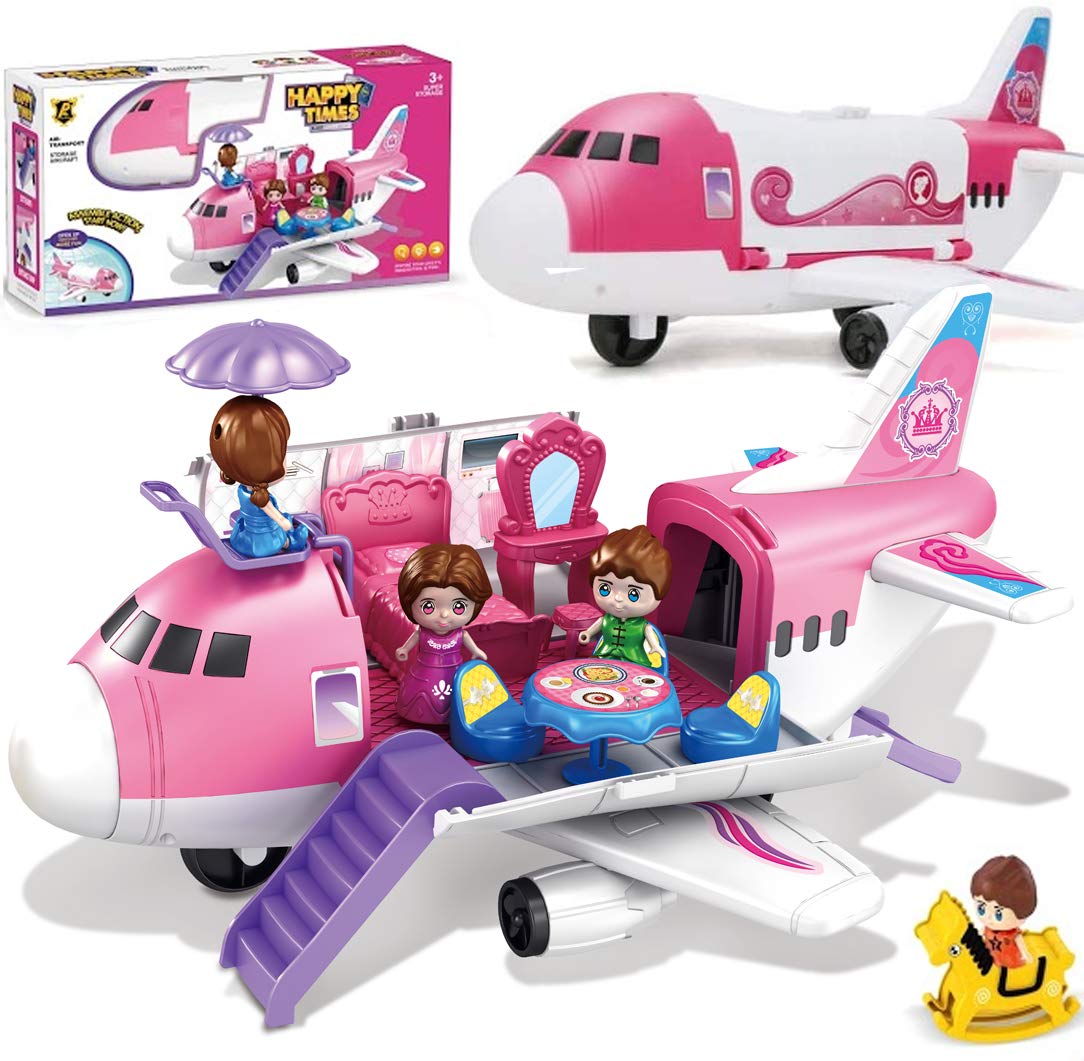 Liberty Imports Pink Airplane Toy – Private Jet 35-Piece Pretend Playset