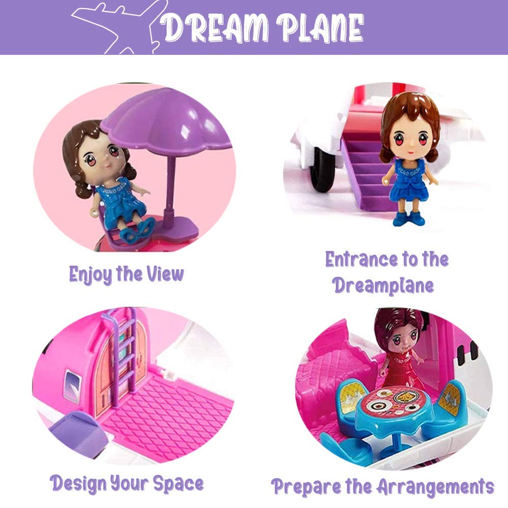 Liberty Imports Pink Airplane Toy – Private Jet 35-Piece Pretend Playset
