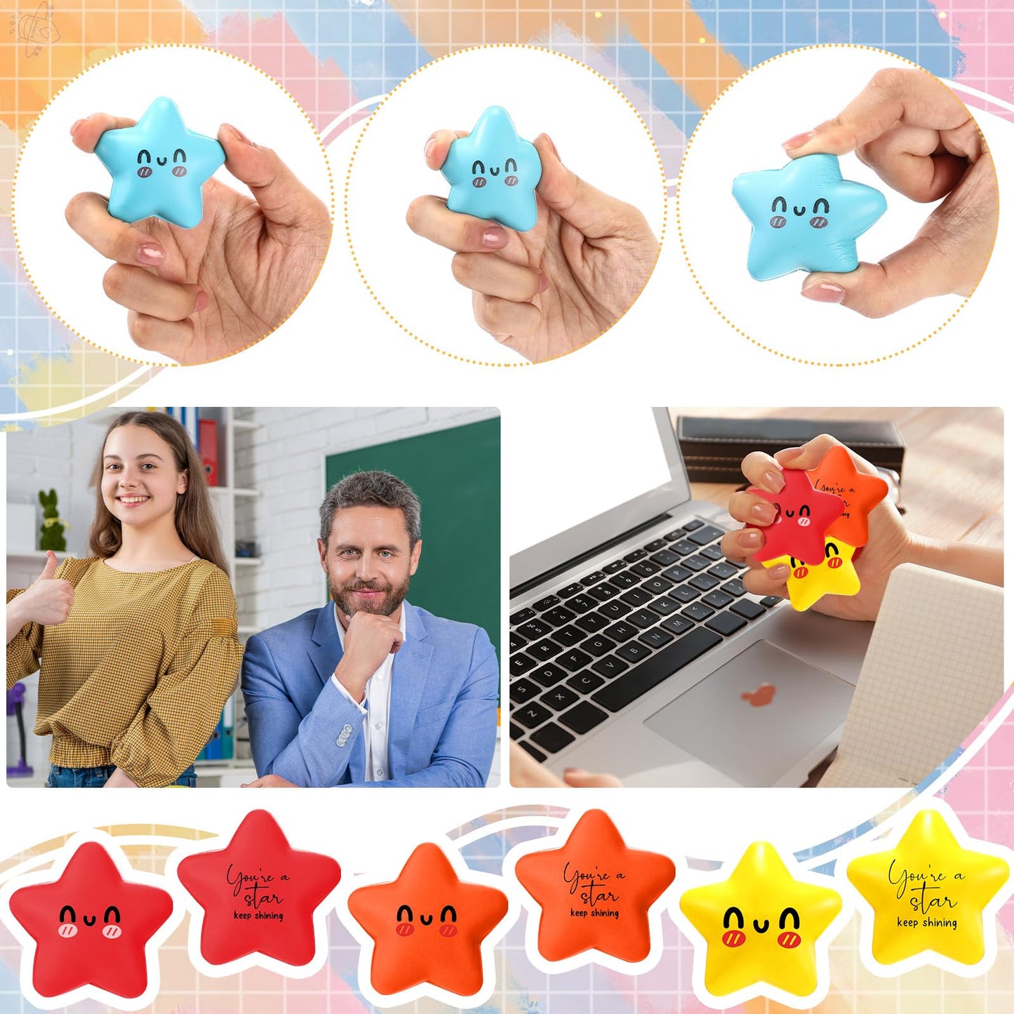 Libima 100 Pcs You're A Star Stress Balls Bulk — Motivational Gifts for Adults, Students & Coworkers
