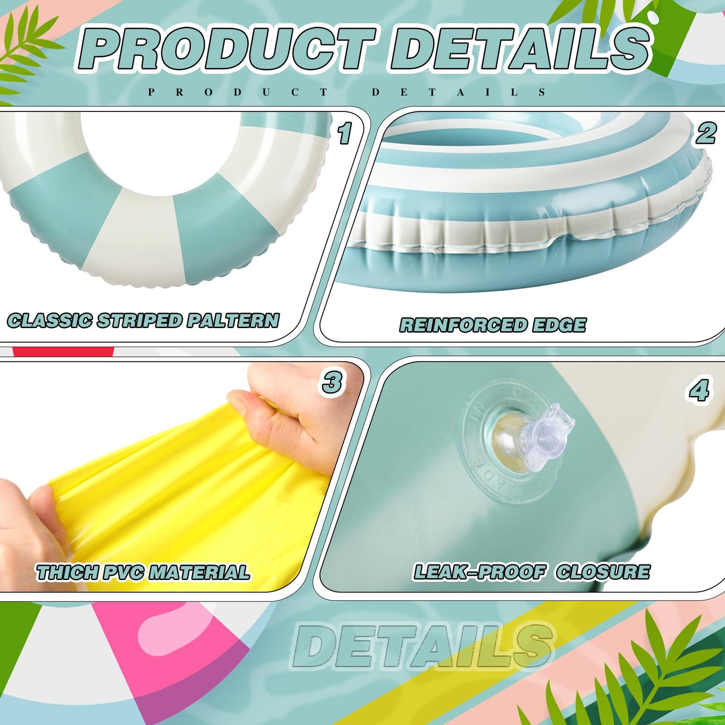 Libima 8 Pcs Inflatable Pool Floats for Adults – 29.5-Inch Lollipop Pool Rings