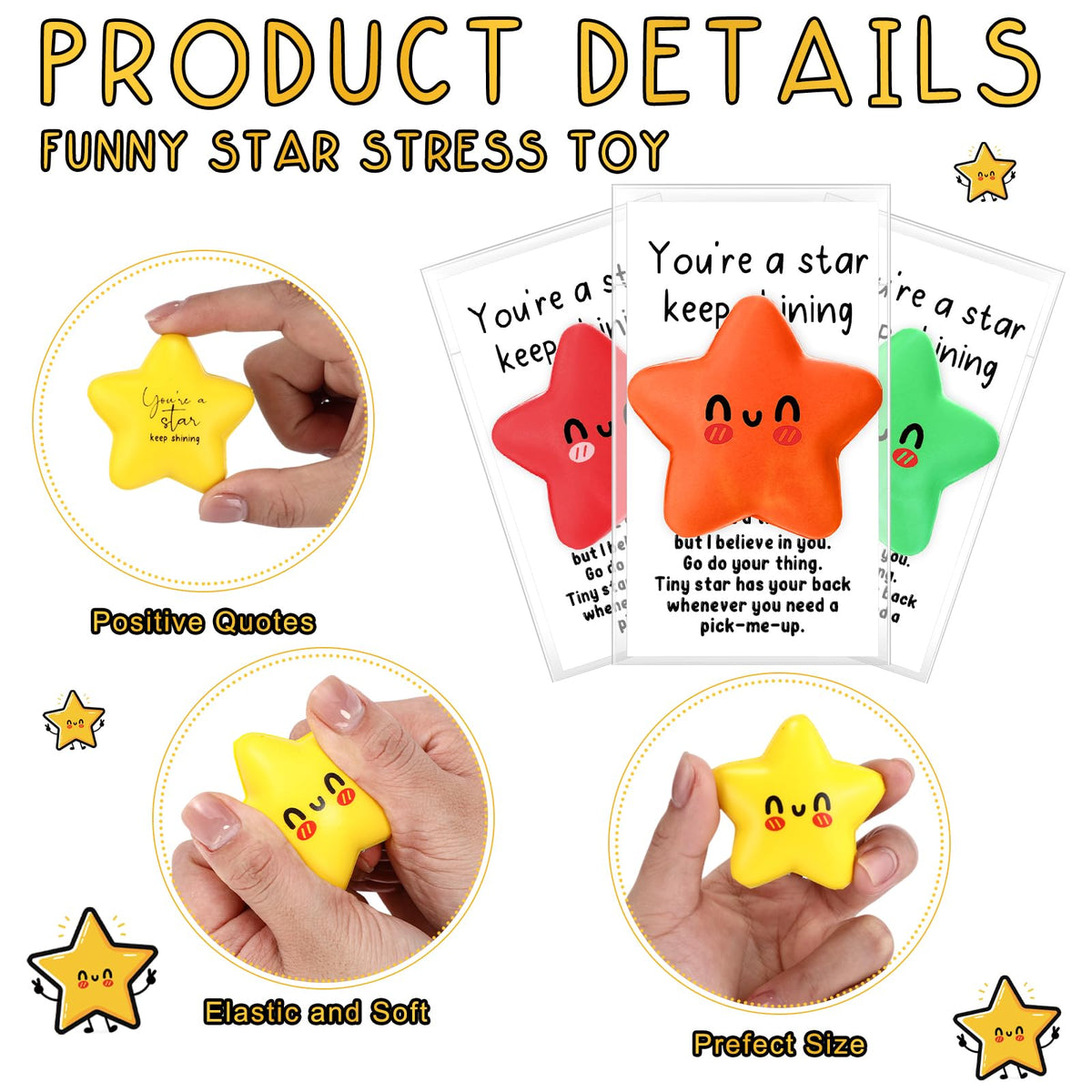 Libima 100 Pcs You're A Star Stress Balls Bulk — Motivational Gifts for Adults, Students & Coworkers