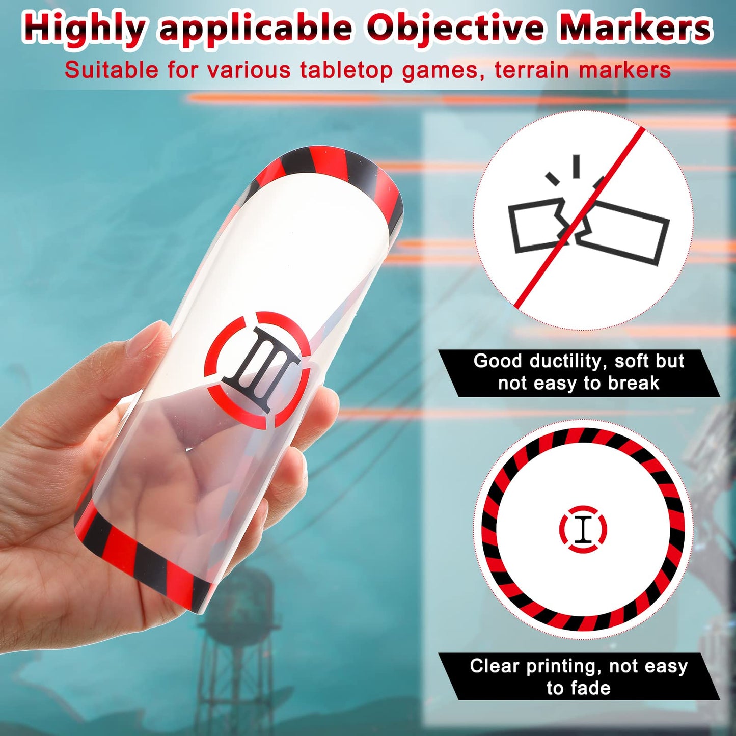 Libima 6 Pcs Round PVC Objective Point Markers – Gaming Accessory for Battle Mats (Miniatures Not Included)
