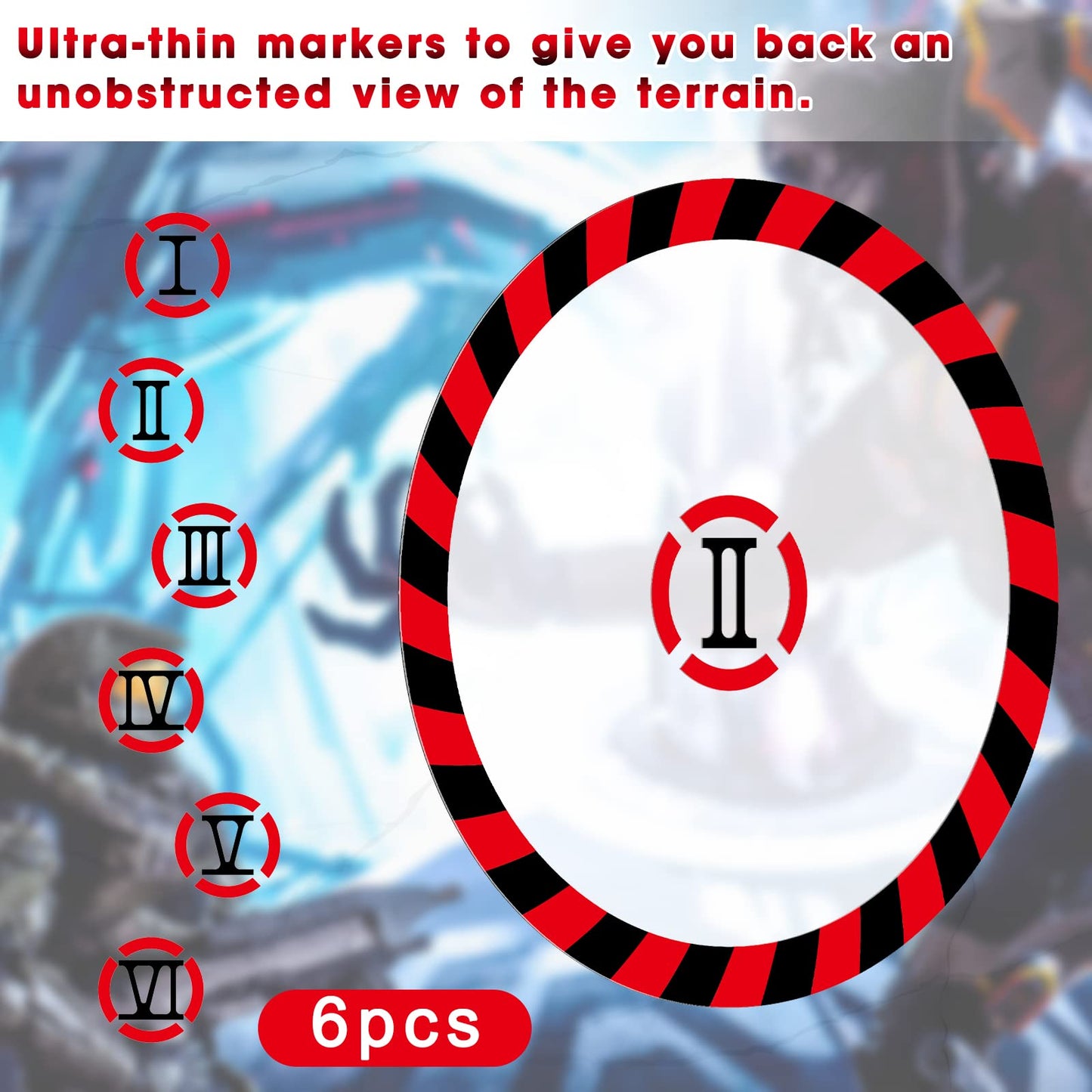 Libima 6 Pcs Round PVC Objective Point Markers – Gaming Accessory for Battle Mats (Miniatures Not Included)