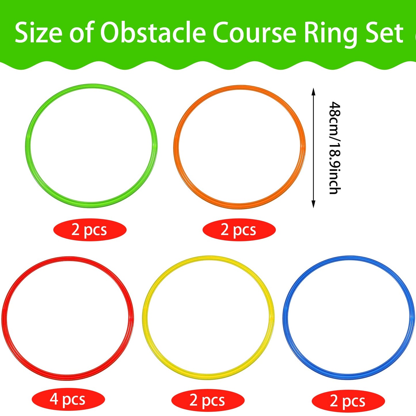 Libima Obstacle Course Ring Set – Large 18.9 Inch Plastic Hoops, 12 Pcs, 5 Colors