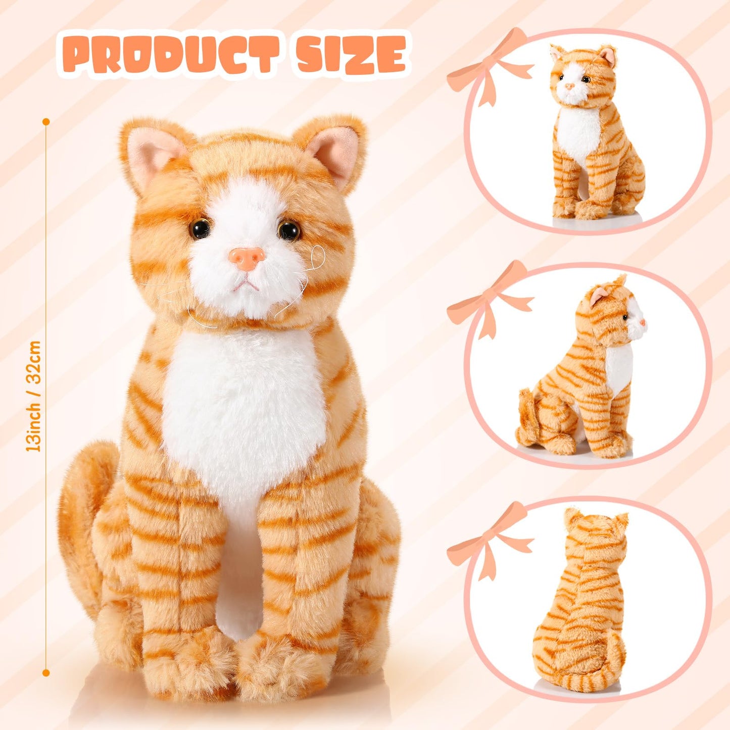 Libima 13-Inch Orange Cat Plush Toy – Realistic, Soft Stuffed Kitten for Kids