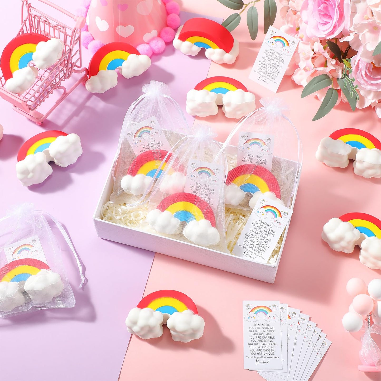 Libima 20 Pcs Motivational Rainbow Stress Balls Bulk – Positive Gifts, Desk Centerpieces & Employee Appreciation