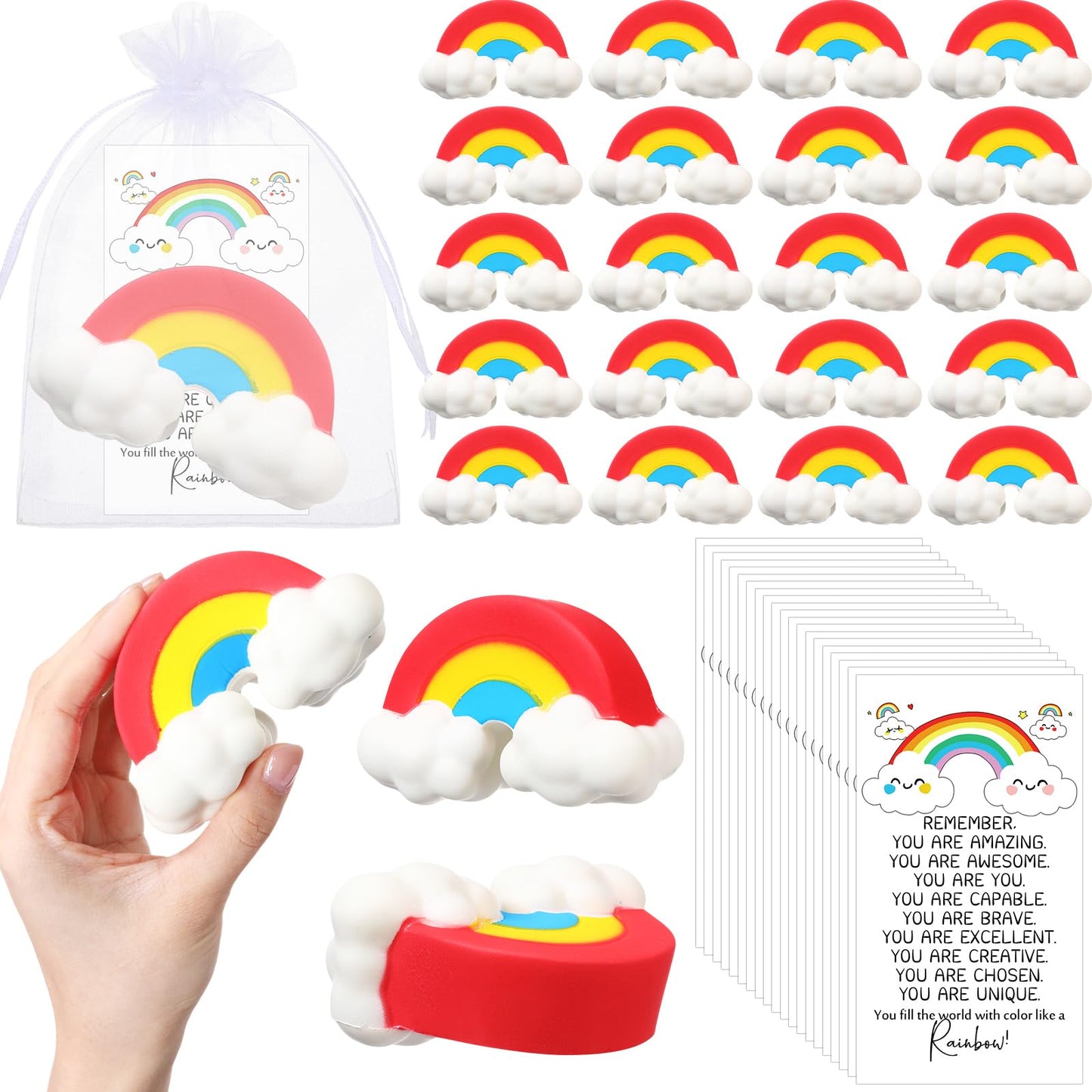 Libima 20 Pcs Motivational Rainbow Stress Balls Bulk – Positive Gifts, Desk Centerpieces & Employee Appreciation