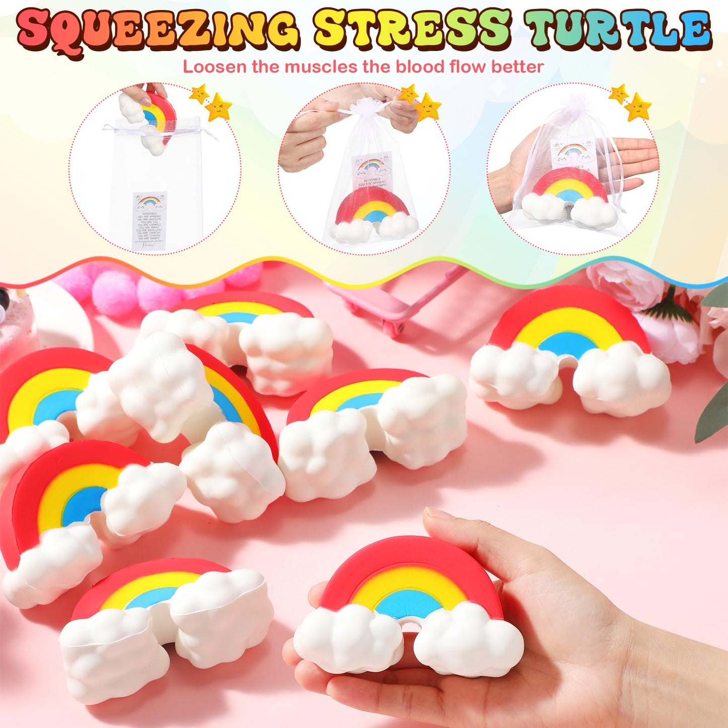 Libima 20 Pcs Motivational Rainbow Stress Balls Bulk – Positive Gifts, Desk Centerpieces & Employee Appreciation