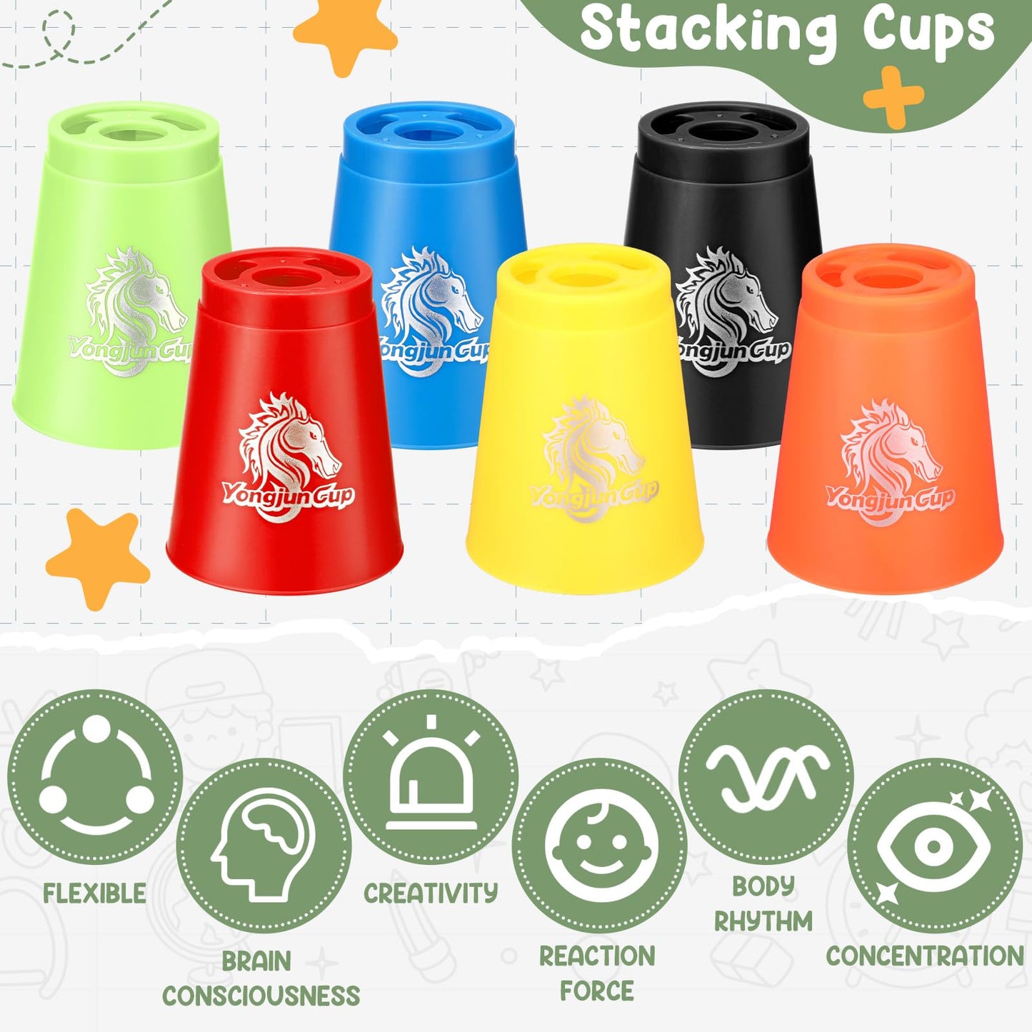 Libima 72-Piece Sports Stacking Cups Set – Fast Stacking Cup Game for Parties, Travel & Family Fun